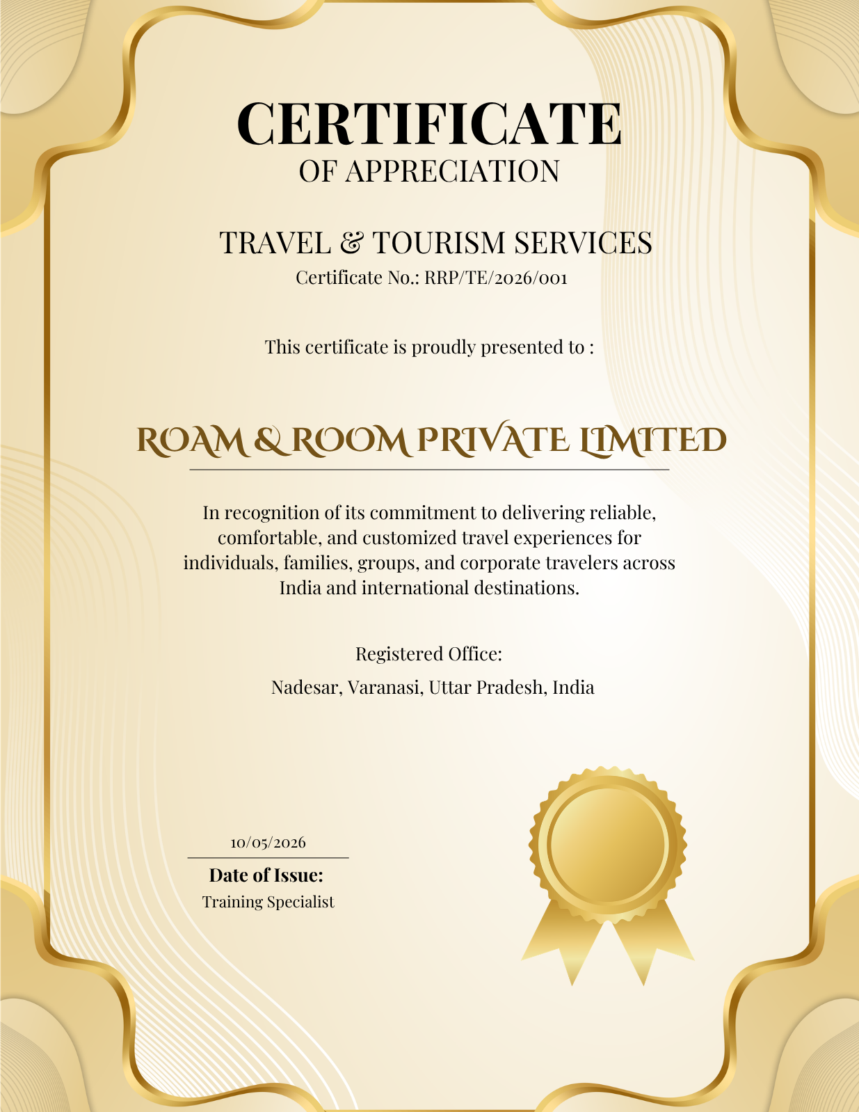 Certificate of appreciation